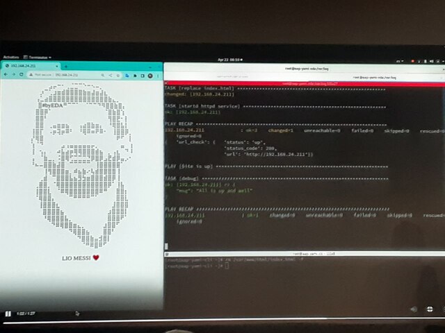 Demostración de EDA asegurando que nginx levante una imagen ASCII-Art de Lio Messi en Ansible Automates 2023 Buenos Aires 2023-04-27-ansible-automates-2023-eda-messi.jpg